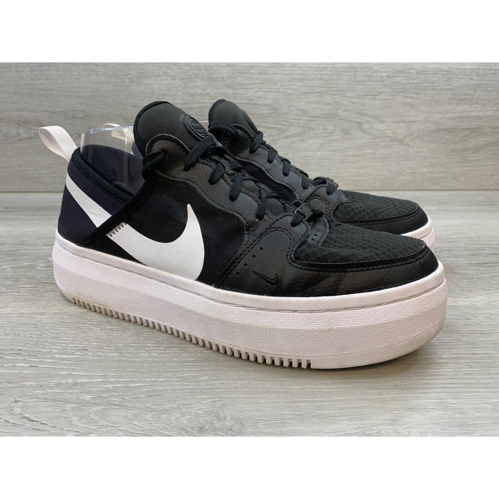 Nike Court Vision Alta Women's Black White Platform Sneakers 10 Casual Shoes